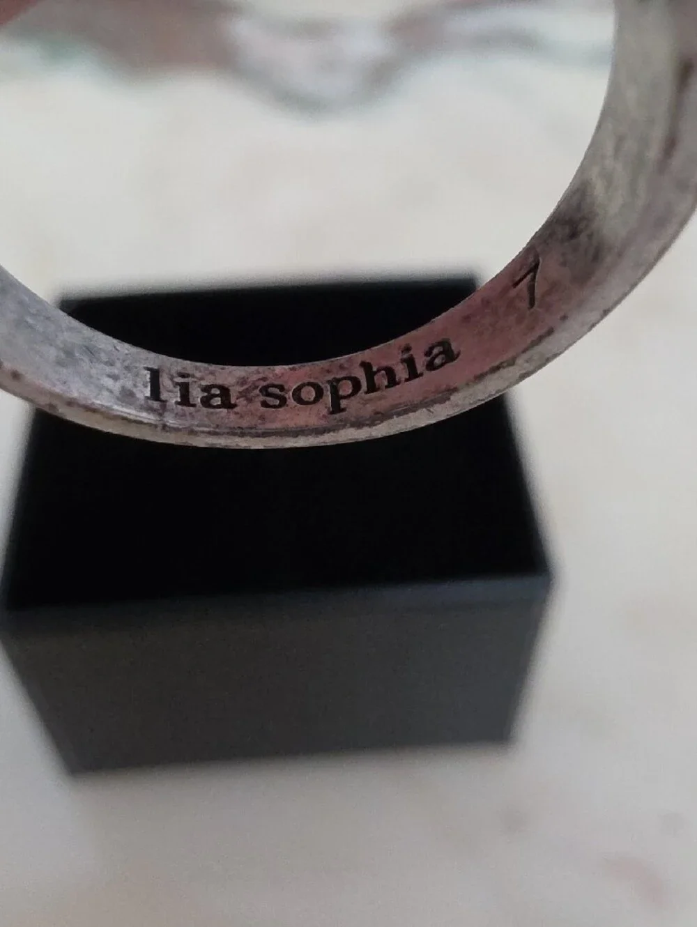 Lia Sophia Clear Crystal Rectangular Cocktail Ring - Silver Tone